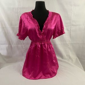 Oh! Mamma Hot Pink Satin Maternity Shirt size XL